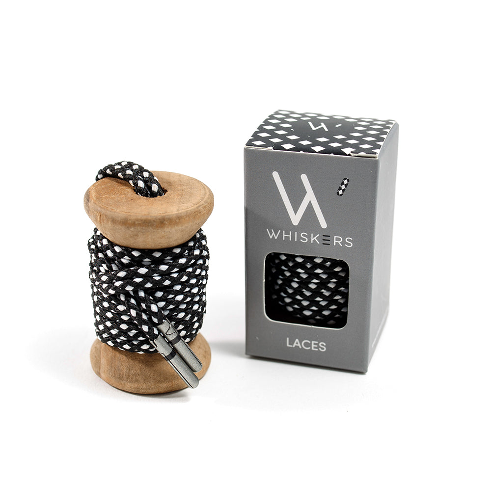 Whiskers Black and White Dress Shoelaces 33" Braided