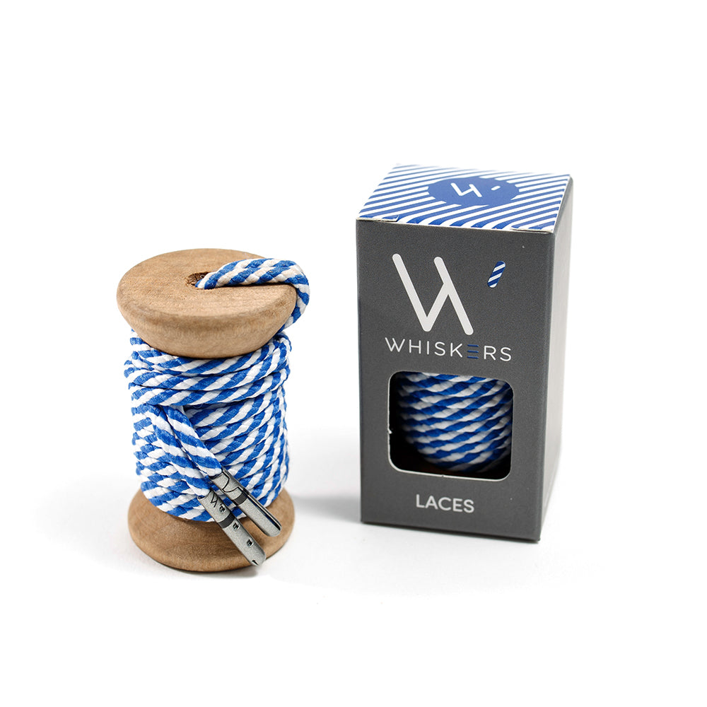 Blue and White Dress Shoelaces 33" Striped
