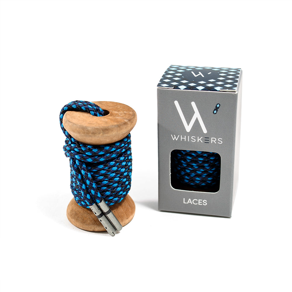 Whiskers Navy, Denim & Black Dress Shoelaces 33" Braided