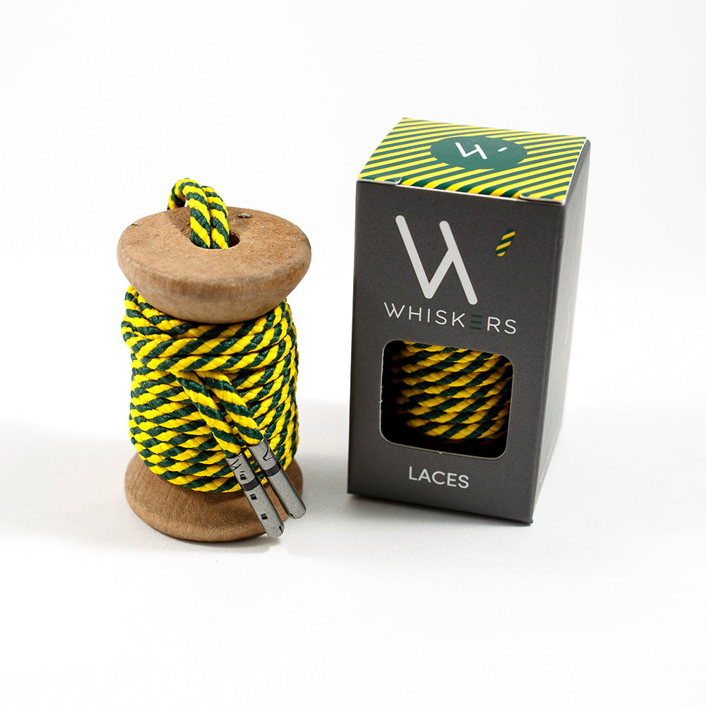 Dark Green & Yellow Whiskers 33" Men's Dress Shoe laces