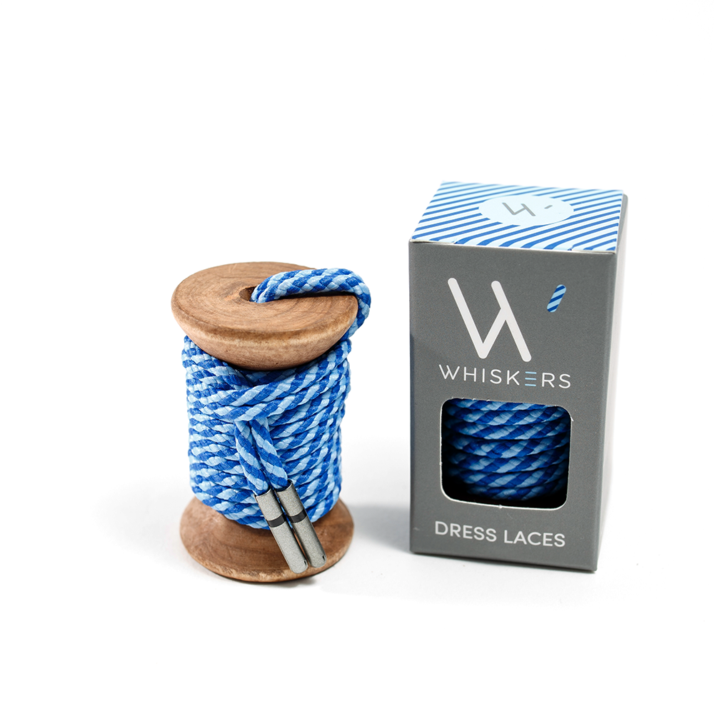 Whiskers Blue and Light Blue Dress Shoelaces 33" Striped