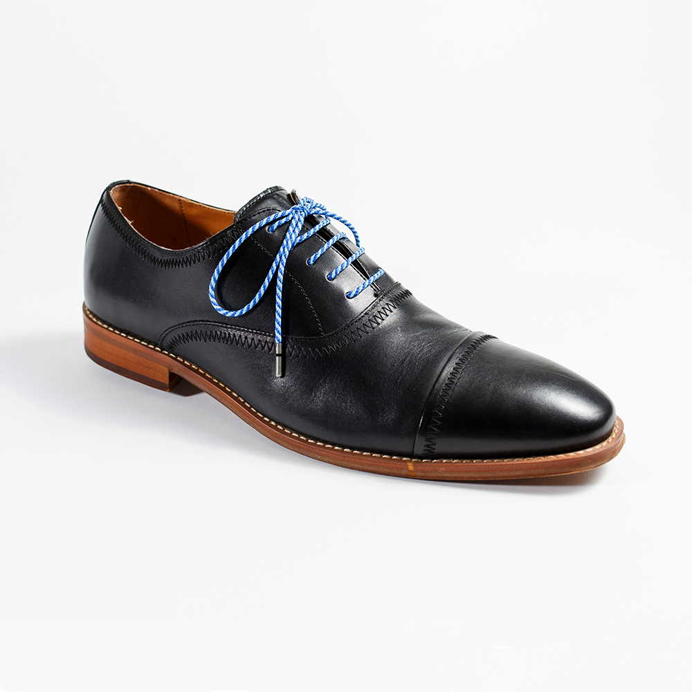 Blue & Light Blue Striped Dress Shoelaces w/ Silver Aglets Whiskers Laces Blue & Light Blue Striped Dress Shoelaces w/ Silver Aglets Whiskers Laces