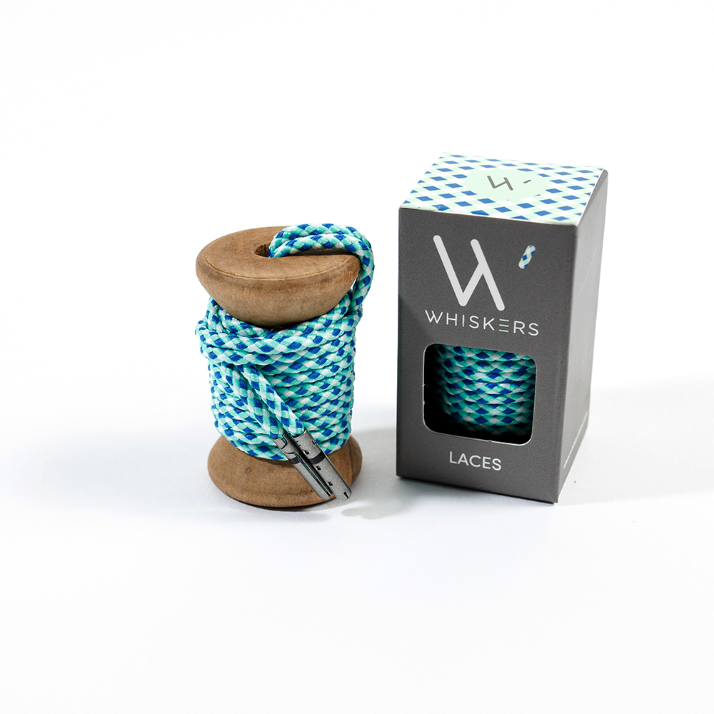 Blue Light Green & White Braided Whiskers 33" Men's Dress Shoe laces