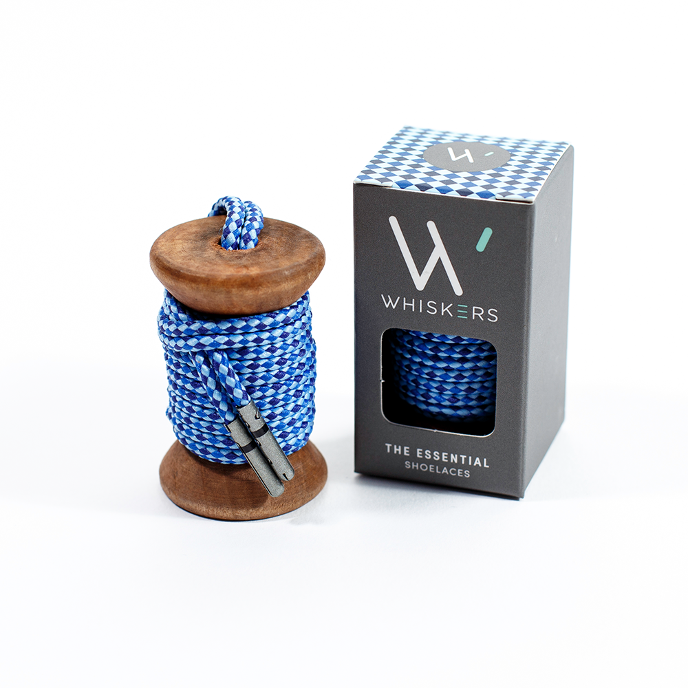 Whiskers Blue, Light Blue and Navy Dress Shoelaces 33" Braided