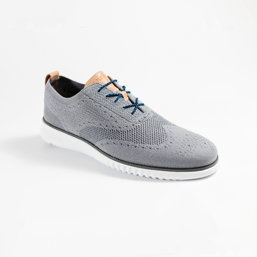 Navy, Denim & Black Dress Shoelaces 33" with Gray Sneakers | Whiskers Laces