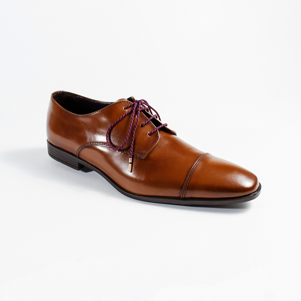 Navy & Garnet Striped Dress Shoelaces w/ Silver Aglets