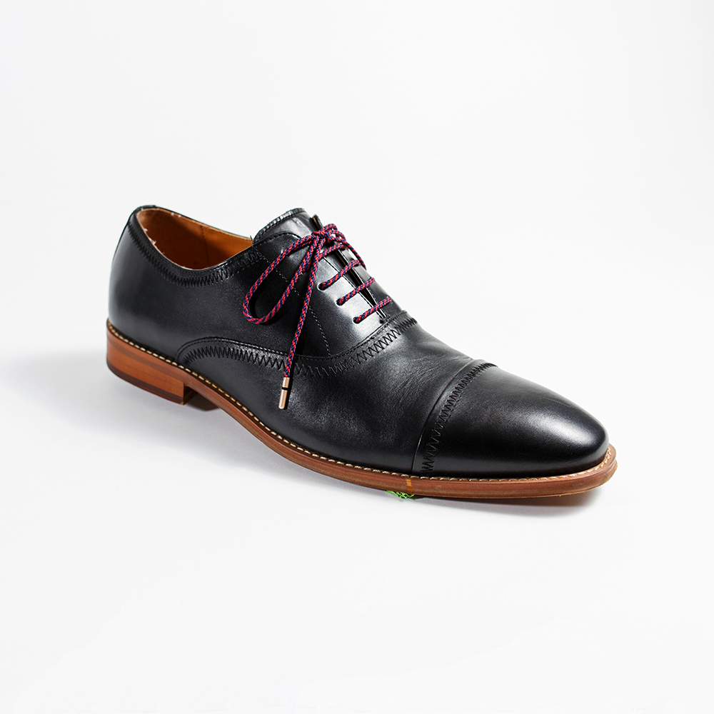 Garnet Dark Red Navy Striped Whiskers 33" Men's Dress Shoelaces Black Johnston & Murphy Men's Dress Shoe