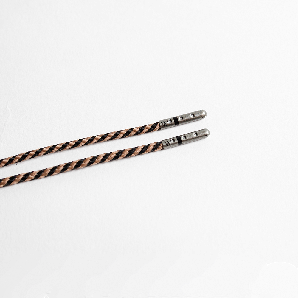 Khaki and Black Dress Shoelaces 33 Inches Striped | Whiskers Laces