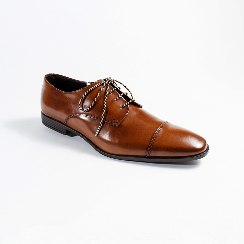 Khaki and Black Dress Shoelaces 33" with Brown Dress Shoes | Whiskers Laces