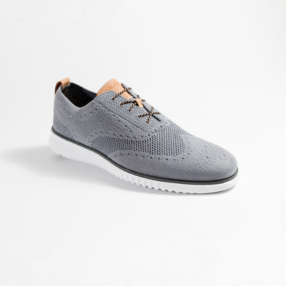 Khaki and Black Dress Shoelaces 33" with Gray Sneakers | Whiskers Laces