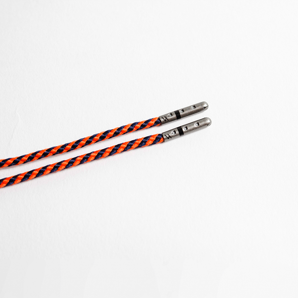 Navy Orange Striped Whiskers 33" Men's shoestrings
