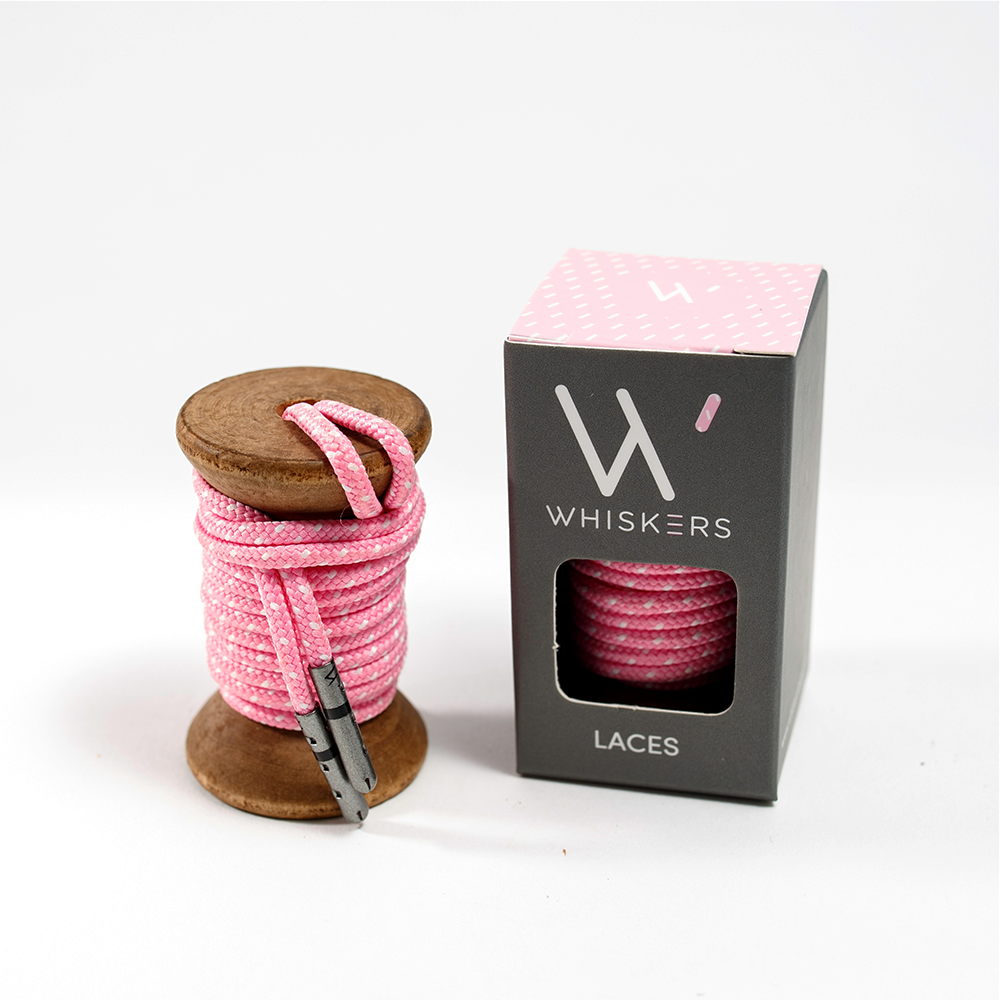 Pink White Ticked Whiskers 33" Men's Colored Dress Shoe laces