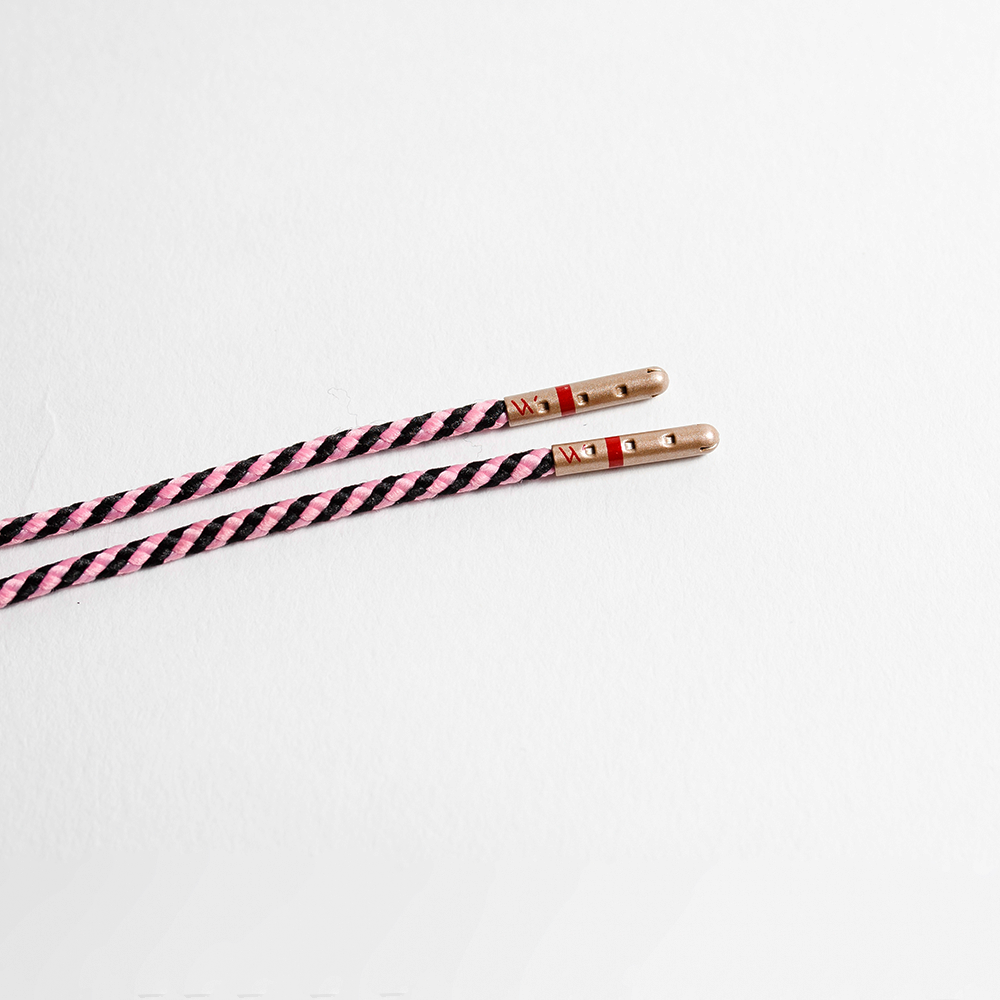 Pink Black Striped Whiskers 33" Men's shoestrings