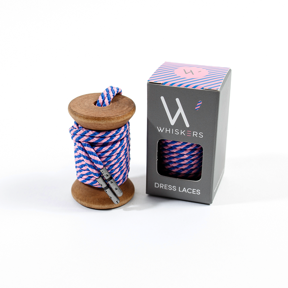 Pink & Blue Striped Whiskers 33" Men's Dress Shoe laces stance socks men's accessories gift