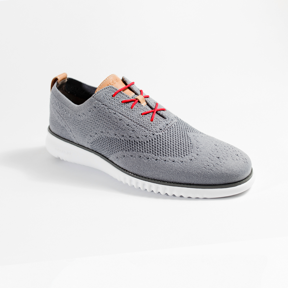 Red Dress Shoelaces 33" with Gray Sneakers | Whiskers Laces