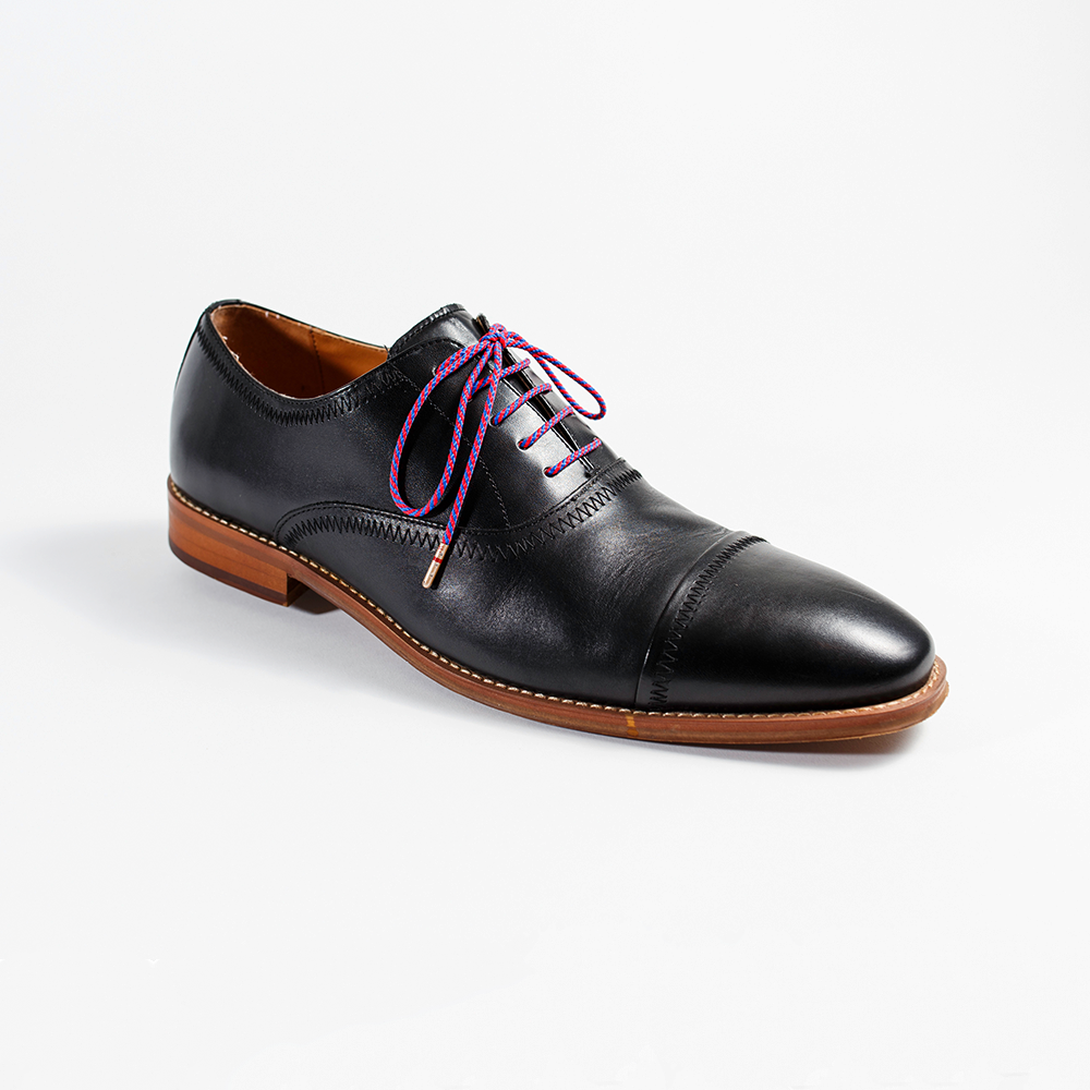 Red Blue Striped Patterned Whiskers 33" Men's Colored Dress Shoelaces Black Johnston Murpht Men's Dress Shoe