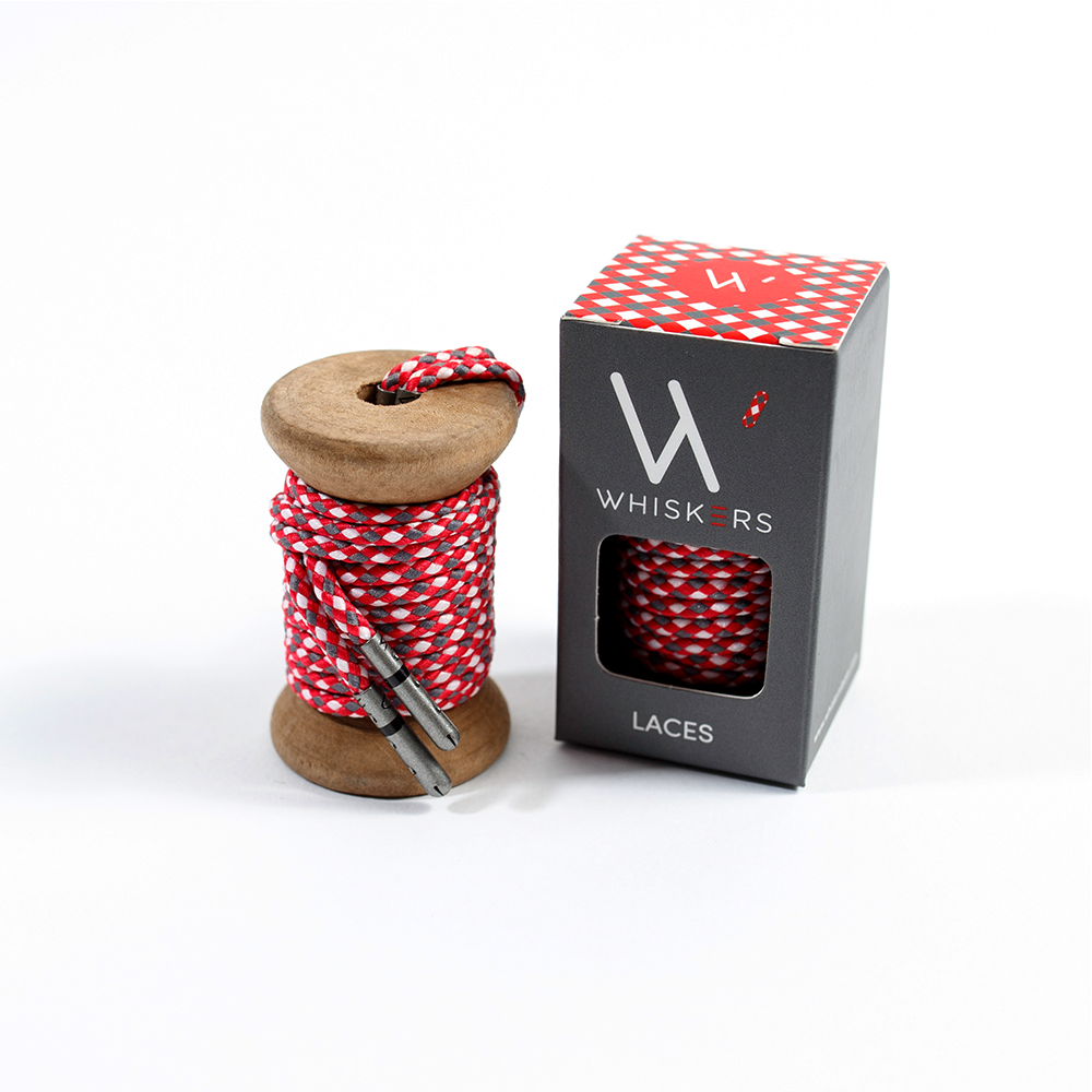 Red Grey & White 33" Braided Men's Dress Shoe Laces