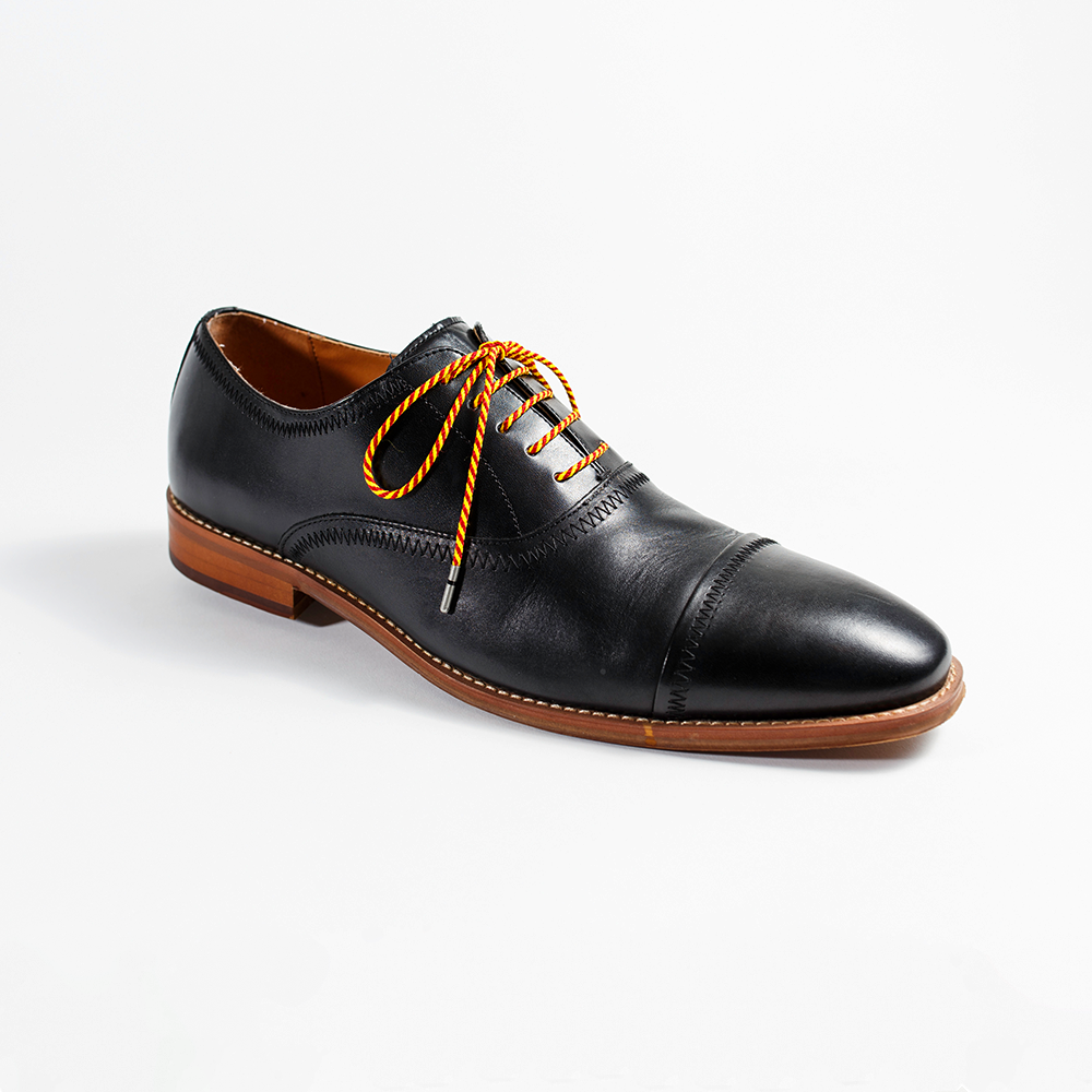 Crimson Dark Red & Yellow Striped Whiskers 33" Men's Dress Shoelaces Black Johnston & Murphy Men's Dress Shoe
