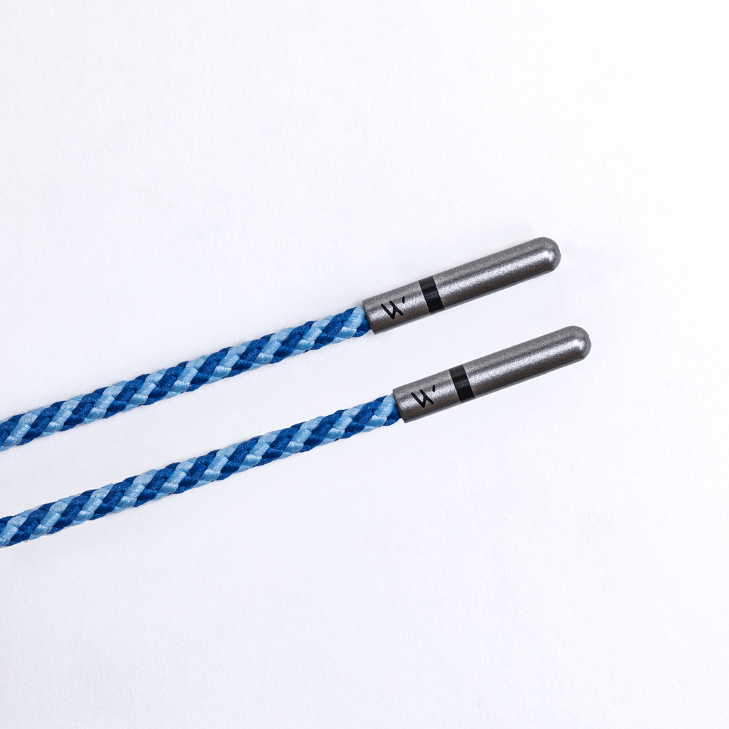 Blue and Light Blue Dress Shoelaces 33 Inches Striped | Whiskers Laces