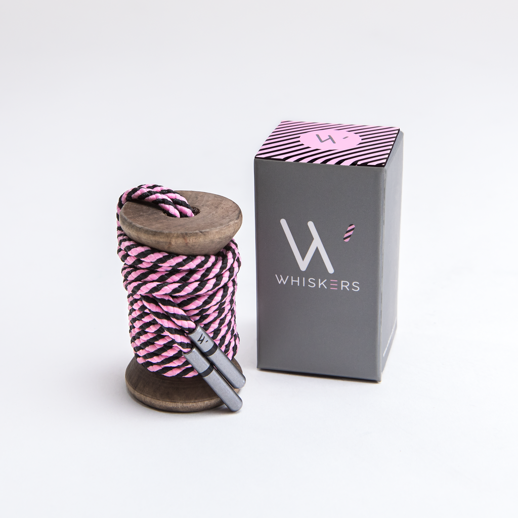 Pink Black Striped Whiskers 33" Men's Dress Shoe laces
