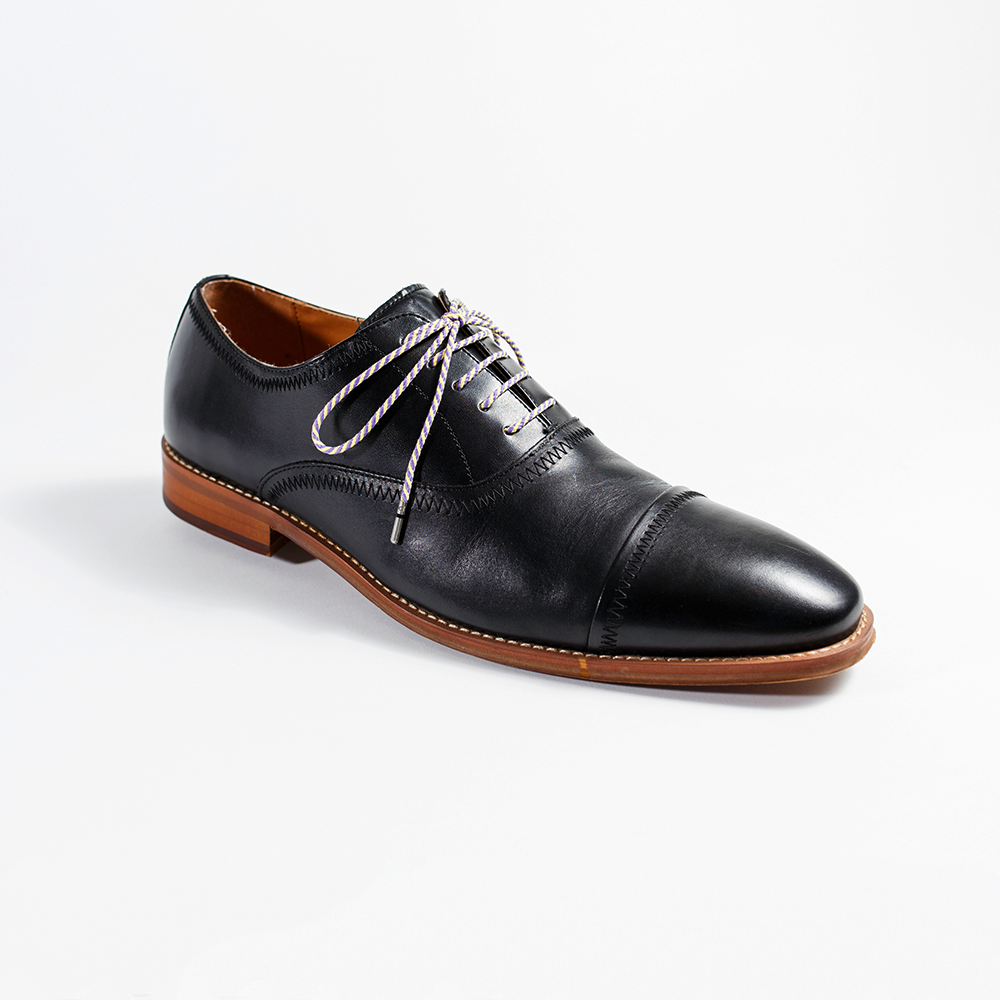 Yellow Purple Striped Patterned Whiskers 33" Men's Colored Dress Shoelaces Black Johnston Murphy Men's Dress Shoe